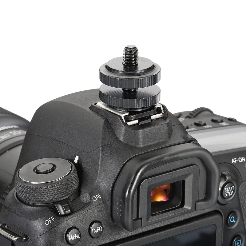 PATIKIL 1/4"-20 Camera Hot Shoe Mount, 2 Pack Flash Cold Shoe Mount Tripod Screw Adapter for DSLR Rig Black