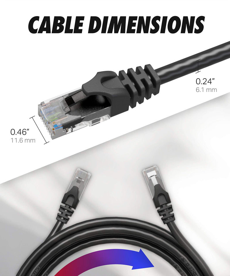 Cat6 Ethernet Cable, 3 Feet (10 Pack) LAN, utp Cat 6, RJ45, Network Cord, Patch, Internet Cable - 3 ft - Black