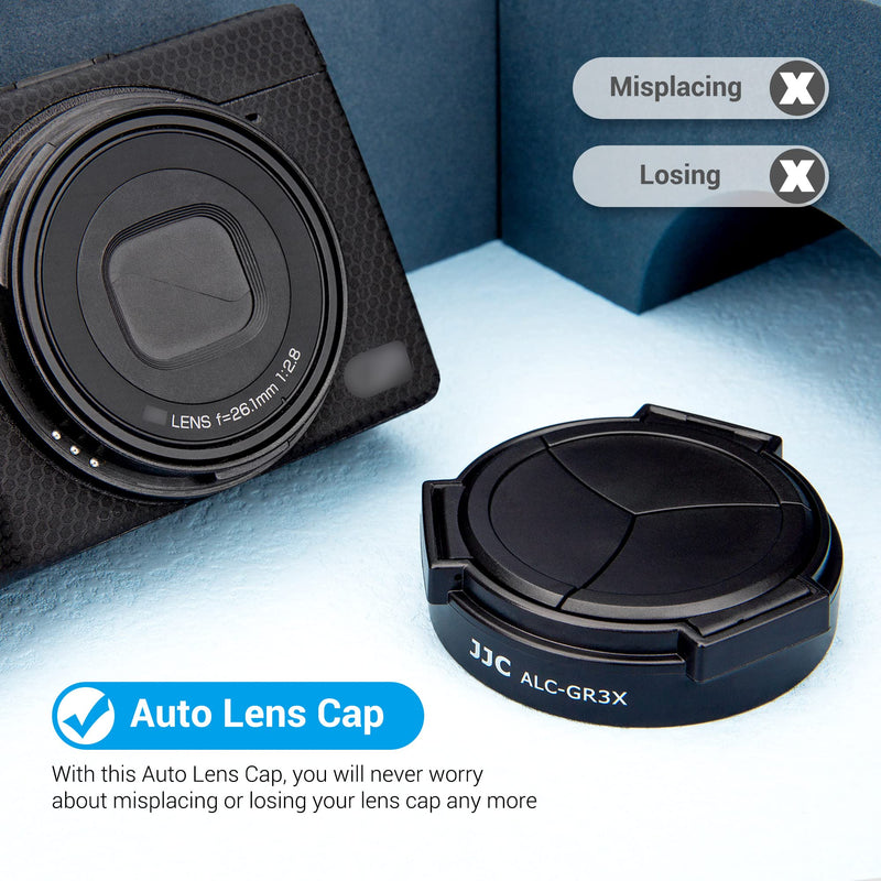 JJC Auto Open and Close Lens Cap Cover for Ricoh GR IIIx GRIIIx GR3x Camera, Dustproof and Anti-Scratch Lens Protector No Need to Remove