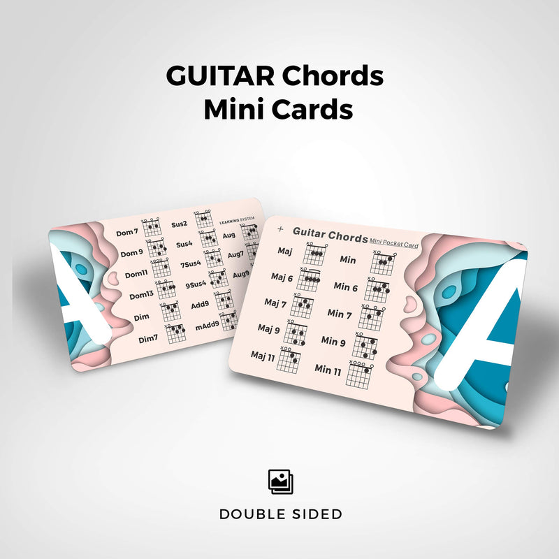 Guitar Chord Chart of Laminated Chords | Reference Cheatsheets for Beginners, Guitarists and Teachers, A Pocket Chord Cheat Sheet of Acoustic Electric Guitar, Small Chords Cards Colorful