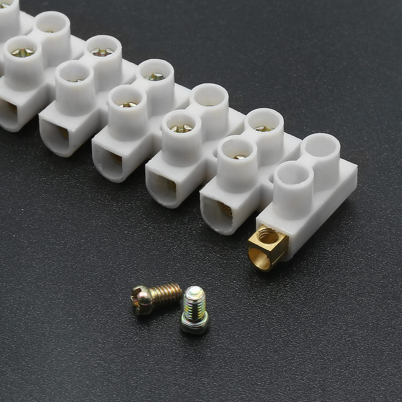 Uenhoy 10 Pcs Terminal Block Dual Row Terminal Strip 12-Position Electric Barrier Block - 5 Amp 380V 5A, 380V