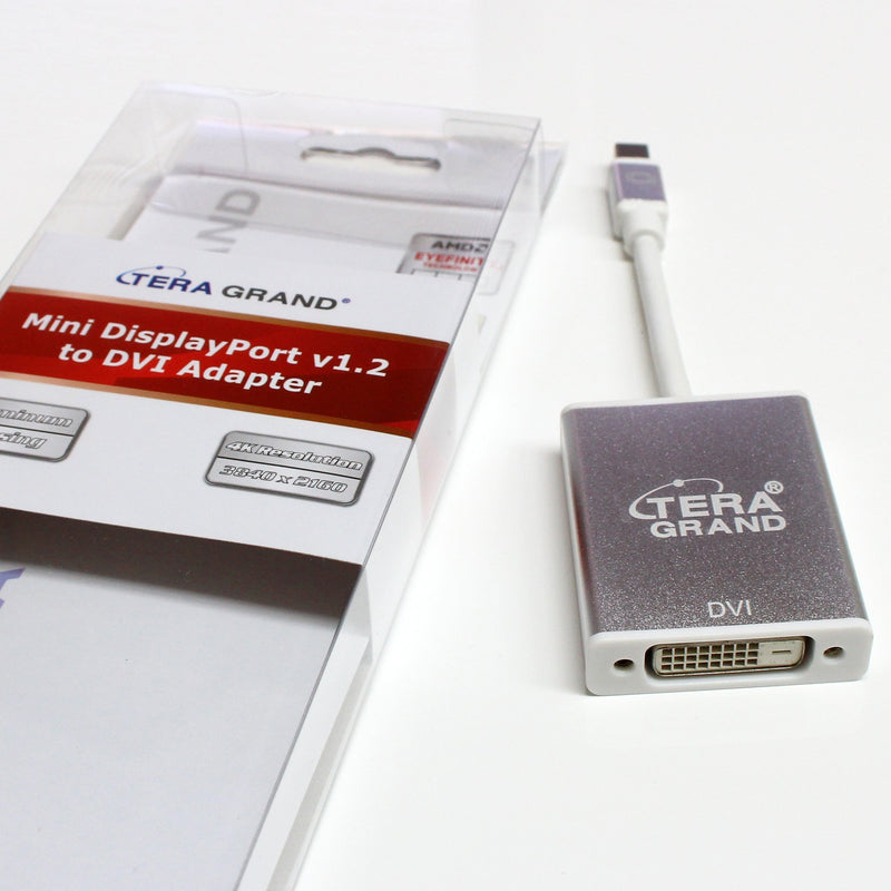 Tera Grand - Mini DisplayPort Version 1.2 to DVI Adapter - Thunderbolt Port Compatible 4K Ultra HD 3D AMD/ATI Eyefinity (MDP-VE877)