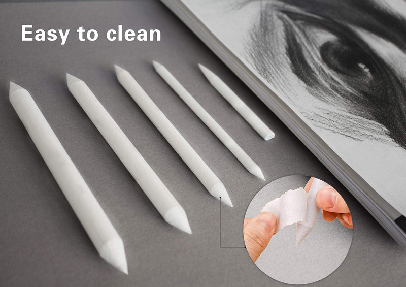 Norocme 12 PCS Blending Stumps and Tortillions Paper Art Blenders with Sandpaper Pencil Sharpener Pointer for Student Artist Charcoal Sketch Drawing Tools