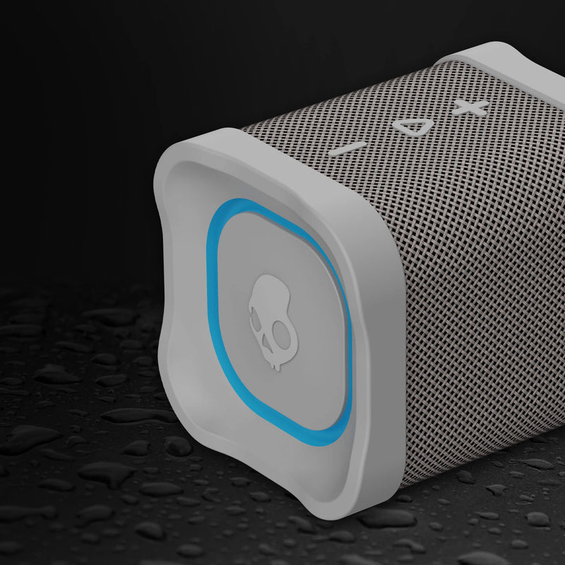 Skullcandy Terrain Mini Wireless Bluetooth Speaker - IPX7 Waterproof Portable Speaker with Dual Custom Passive Radiators, 14 Hour Battery, Nylon Wrist Wrap, & True Wireless Stereo (Light Grey) Light Grey