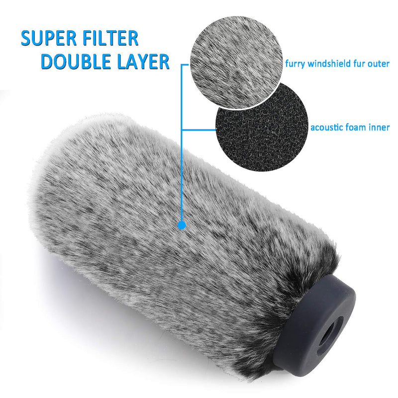 NTG3 Microphone Windmuff - Windscreen/WindShield for Rode NTG3, NTG2, Sennheiser MKH416 Shotgun Mic and Other Mics in Diameter of 18-24mm by YOUSHARES (Black White)