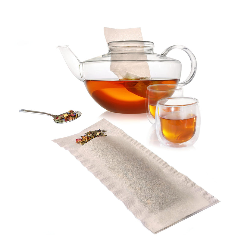 Finum Disposable Paper Tea Filter Bags for Loose Tea, Brown, Large, 100 Count Large - Natural