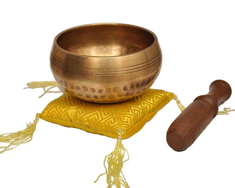 Tibetan Meditation Yoga Singing Bowl Set - Hand Beaten for Relaxation and Healing With Mallet & silk Cushion