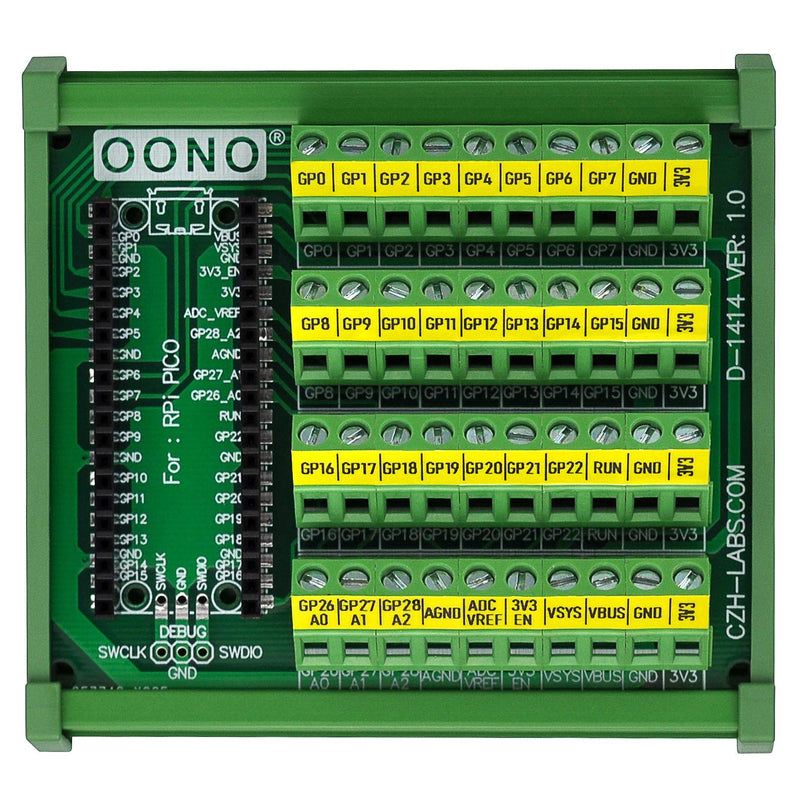 DIN Rail Mount Screw Terminal Block Breakout Module for Raspberry Pi Pico