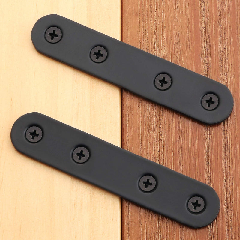 Alise 4 Pcs Stainless Steel Flat Straight Brace Brackets Solid Mending Plates Repair Fixing Replacement,3-4/5 Inch Stainless Steel Matte Black 3-4/5 Inch