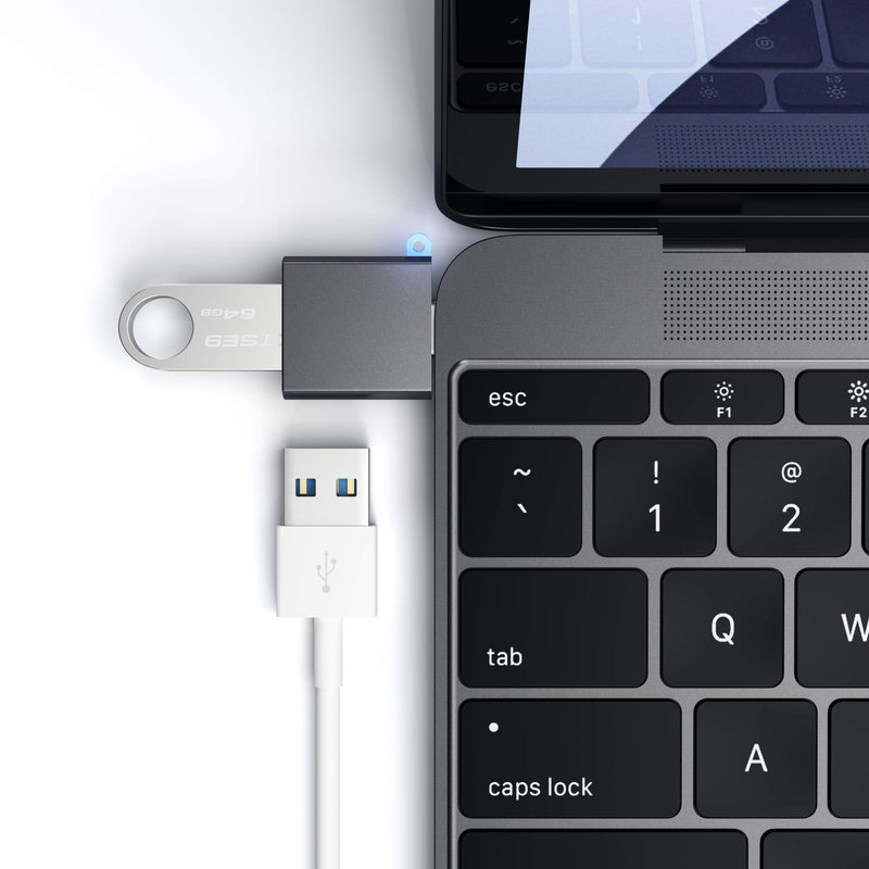 Satechi Aluminum USB-C Male to USB-A 3.0 Female Adapter - High Speed Converter Connector - Compatible with 2020/2019 MacBook Pro, 2020/2018 MacBook Air, 2020/2018 iPad Pro (Space Gray) Gunmetal