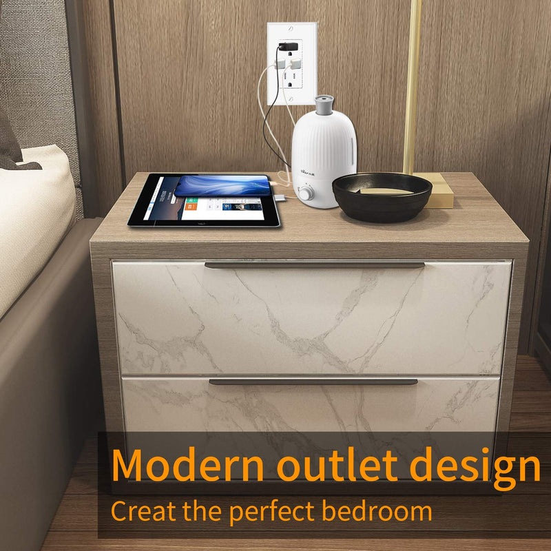 USB Charger Wall Outlet Dual High Speed Receptacle 15-Amp, Smart 3.1A Fast Charging Capability, Tamper Resistant Outlet Wall Plate Included MICMI, 3.1A USB outlet 4pack