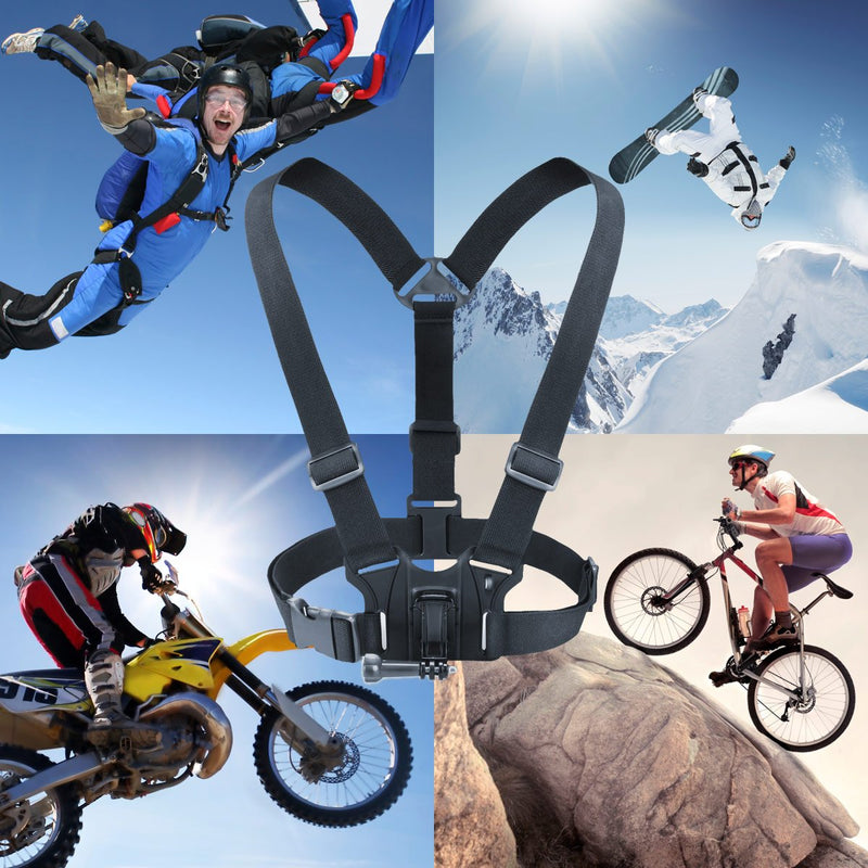 [AUSTRALIA] - USA Gear Action Camera Chest Mount- Action Camera Accessories with Tripod Adapter. Camera Mount with Body Strap. Action Cam Accessories - Compatible with GoPro Max and Hero 3 8 9 10 - Body Harness 