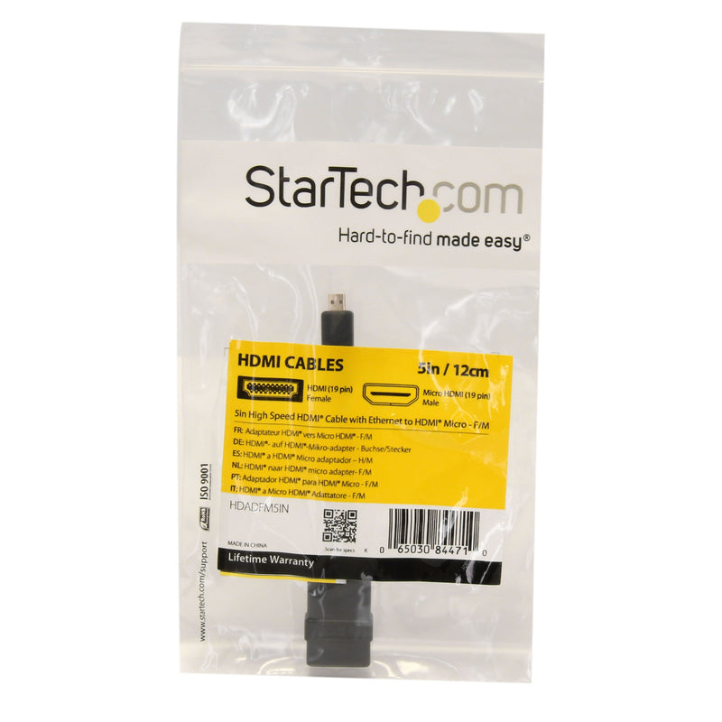 StarTech.com 5in High Speed HDMI Adapter Cable - HDMI to HDMI Micro - F/M - 5 inch Micro HDMI Adapter - HDMI Female to Micro HDMI Male (HDADFM5IN), Black HDMI to Micro HDMI