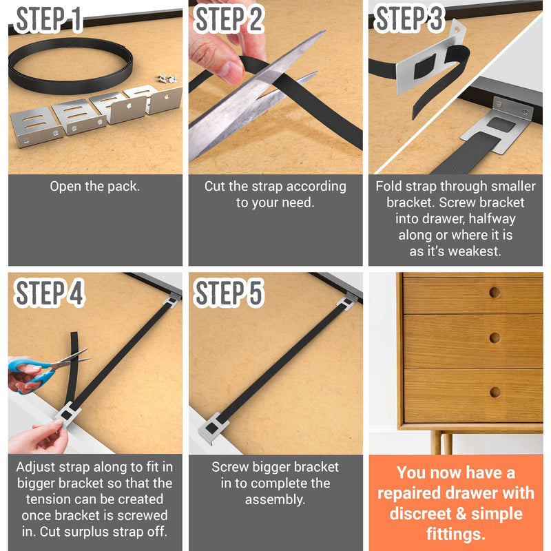 DIY Doctor Drawer Repair Kit - Drawer Replacement Parts - Drawer Fixer - No Need for Kitchen Drawer Replacement - Replacement Kitchen Drawer - Fix Buckled Drawers - Pack of 4