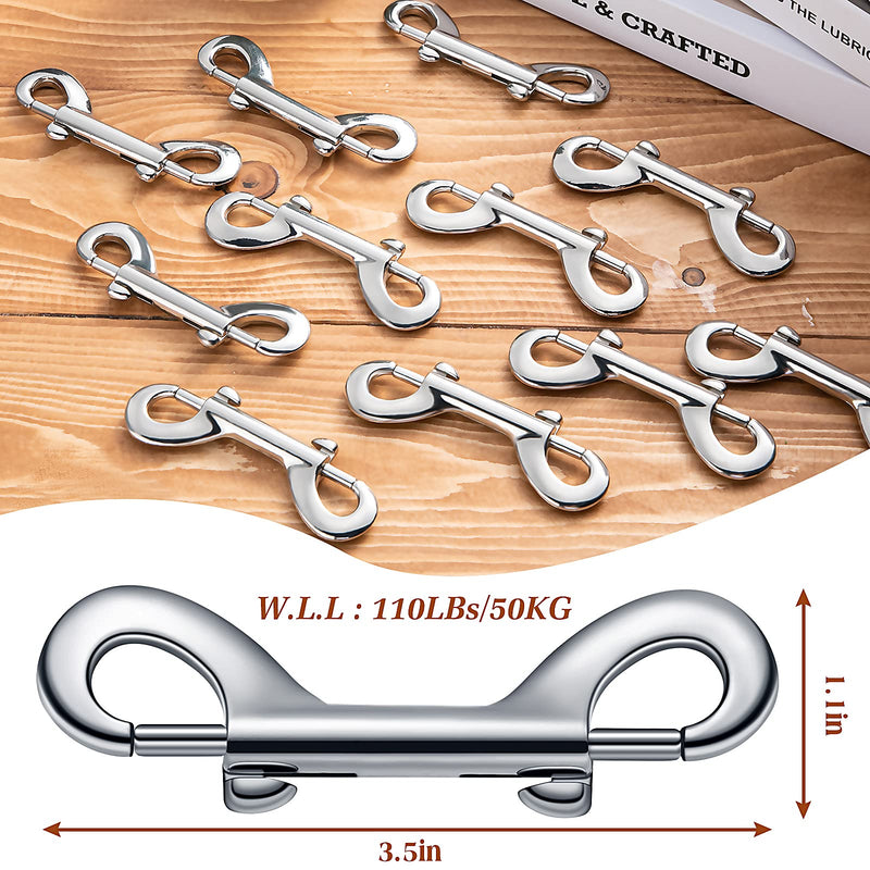 12 Pieces Double Ended Bolt Snaps Hook Zinc Alloy Double Trigger Clips Home Pet Accessory for Linking Dog Leash Collar Leash Key Chain Horse Tack Pet Sling Feed Buckets (3.5 Inch) 3.5 Inch