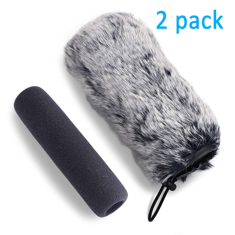 Rode VideoMic Go Furry Windscreen and Foam Cover - Rode GO Mic Camera Microphone, Indoor Outdoor Microphone Wind Muff by YOUSHARES (2 PACK) WindscreenKit