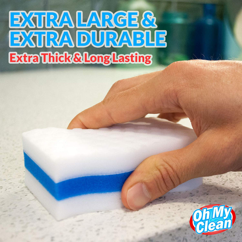 (25 Pack) Extra Durable Eraser Sponge - Extra Thick, Long Lasting, Premium Melamine Sponges in Bulk - Multi-Purpose Power Scrubber - Bathroom, Kitchen, Floor, Bathtub, Toilet, Baseboard, Wall Cleaner 25