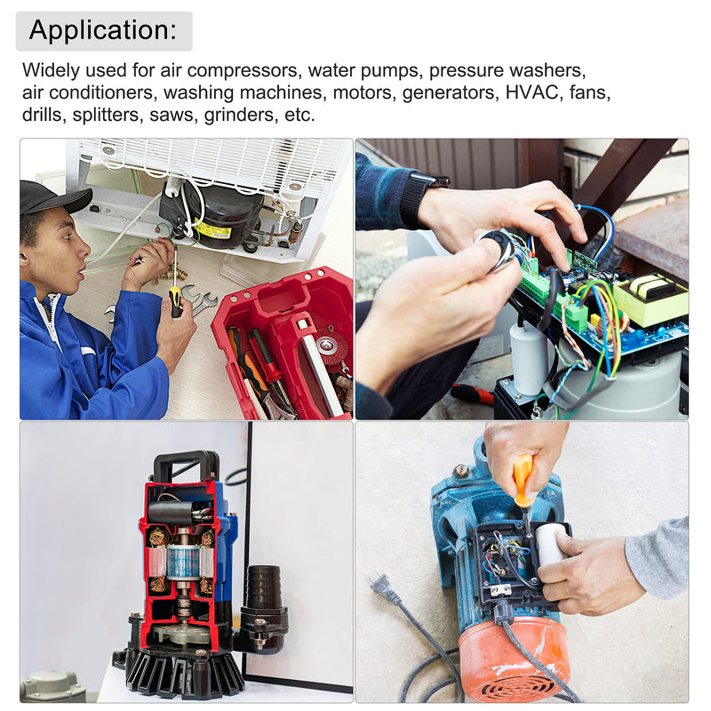 MECCANIXITY CBB60 Run Capacitor 30uF 250V AC 2 Wires 50/60Hz Cylinder 96x46mm with Terminal, M8 Fixing Stud for Air Compressor Water Pump Motor