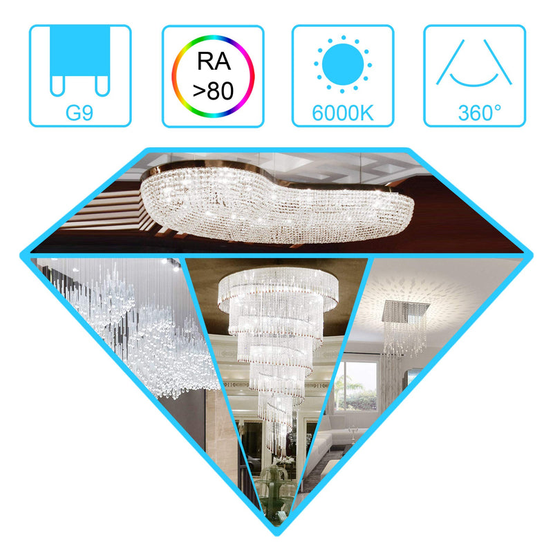 G9 LED Light Bulb Bi Pin Base,Winshine 6000K Daylight G9 Base Bulbs for Chandeliers,4W (40W Halogen Equivalent),360° Beam Angle,400LM,Non-dimmable for Home Lighting,6 Pack G9 6000K Daylight NO Dimmable