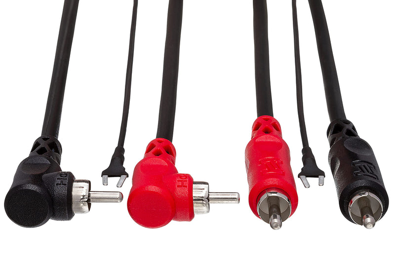 Hosa CRA-202DJ Dual RCA to Dual Right Angle RCA with Ground Wire Stereo Interconnect Cable, 2 Meters 2 Meter