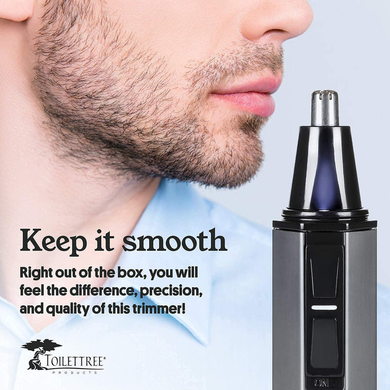 ToiletTree Products Water Resistant Stainless Steel Nose and Ear Hair Trimmer with LED Light silver