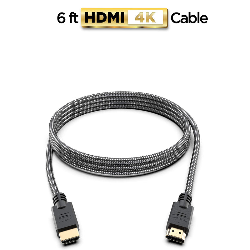 PowerBear 4K HDMI Cable 6 ft | High Speed, Braided Nylon & Gold Connectors, 4K @ 60Hz, Ultra HD, 2K, 1080P & ARC Compatible | for Laptop, Monitor, PS5, PS4, Xbox One, Fire TV, Apple TV & More 6 Feet 1