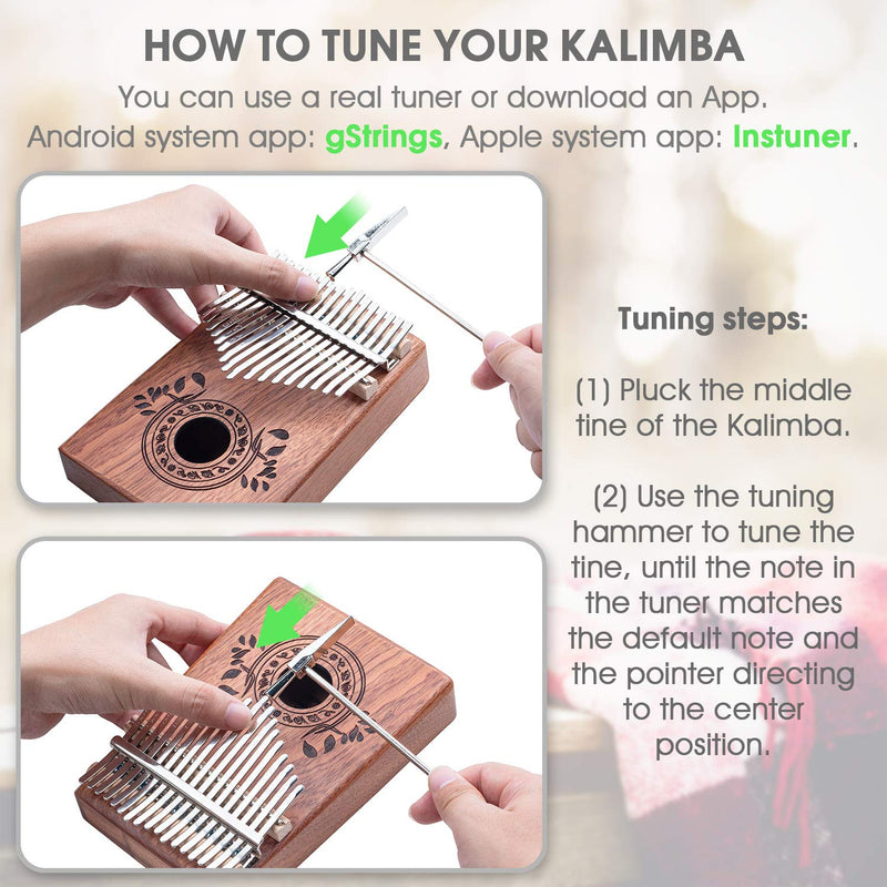 Scorina Kalimba 17 Keys Kalimba Thumb Piano,With Study Instruction And Tune Hammer(Christmas New Design),Best Christmas' Gifts For Adult,Kids And Beginners