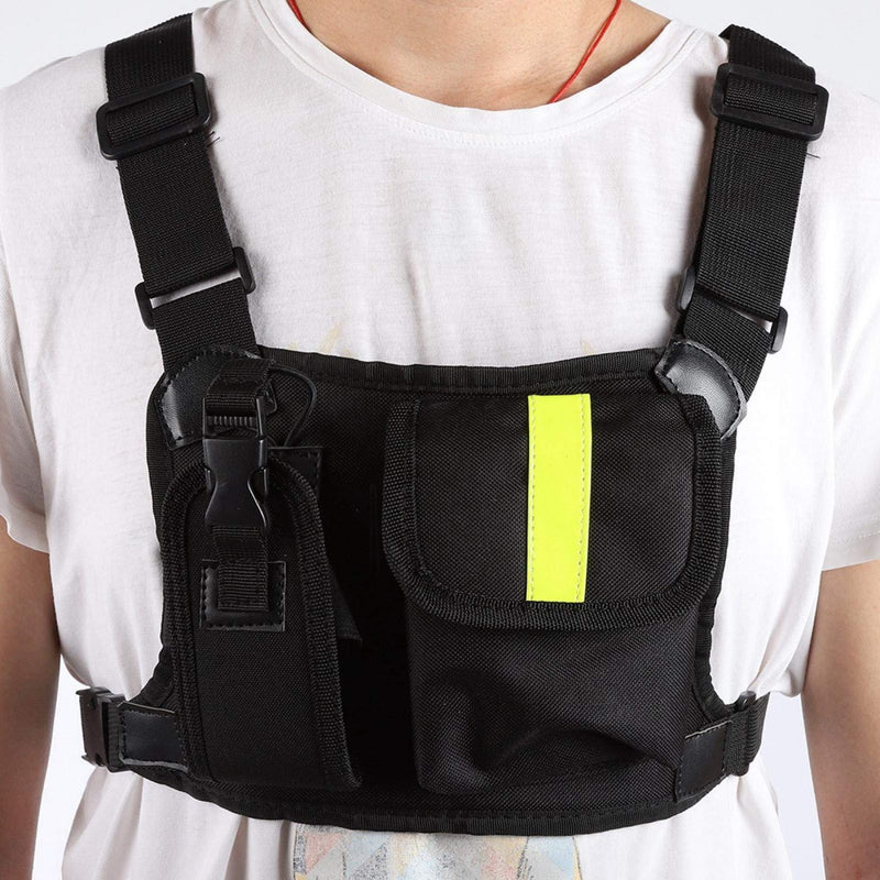 Socobeta Chest Harness Front Pack Adjustable Bright Yellow Nylon Holster Vest Chest Rig for Walkietalkie