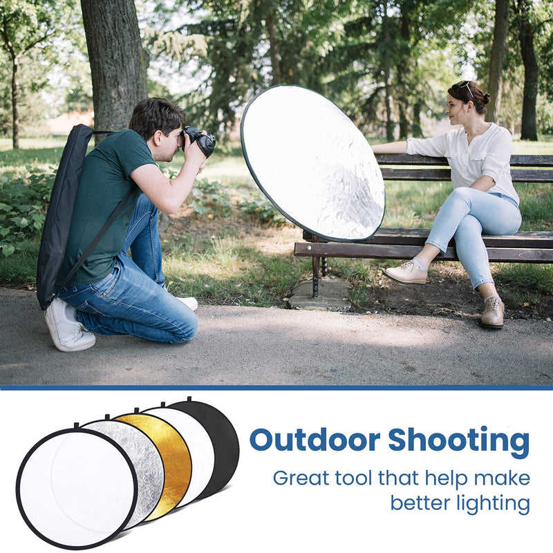 [AUSTRALIA] - Etekcity Reflector Photography 43" (110cm) 5-in-1 Light Reflectors for Photography Multi-Disc Photo Reflector Collapsible with Bag - Translucent, Silver, Gold, White and Black 43 Inch 