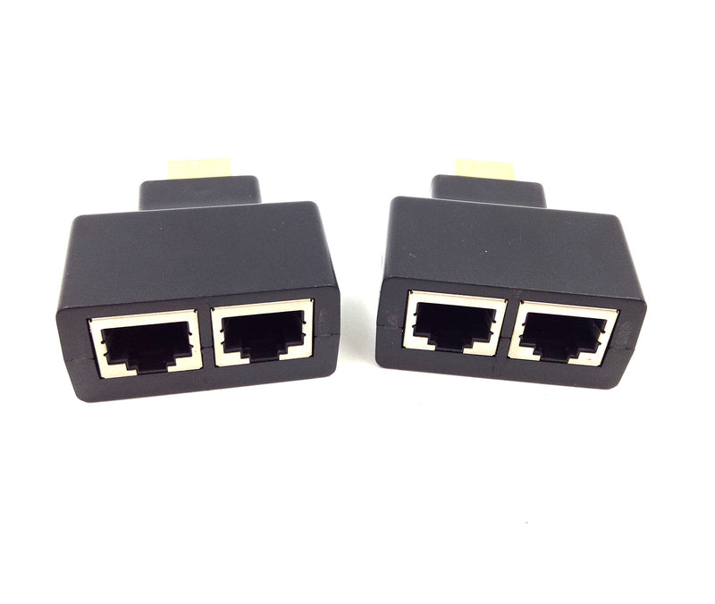 HDMI to RJ45 Network Adapter, Qaoquda 1080P HDMI Male to Dual RJ45 Female Network CAT5e CAT6 Converter Extender Splitter Repeater for HDTV HDPC PS3 STB(2-Pack)