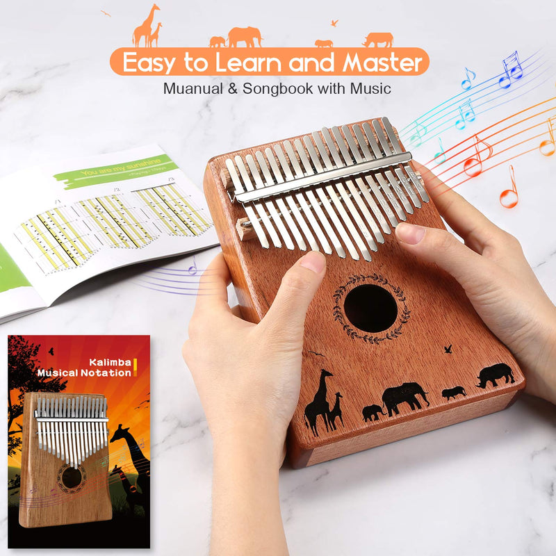 Kalimba, FIXM 17 Keys Thumb Piano with Study Instruction Tuning Hammer and Protective Case, Portable and Easy to Operate, Perfect Gifts for Beginners and Professionals