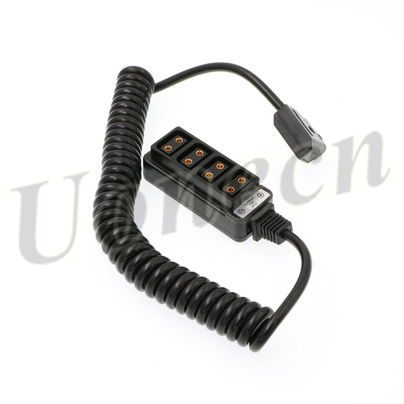 Uonecn Photography Power Coiled Cable D-tap B-type Male to 4 Port D-Tap Female for Anton Bauer V-mount Battery