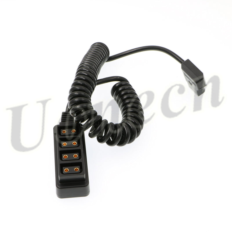 Uonecn Photography Power Coiled Cable D-tap B-type Male to 4 Port D-Tap Female for Anton Bauer V-mount Battery