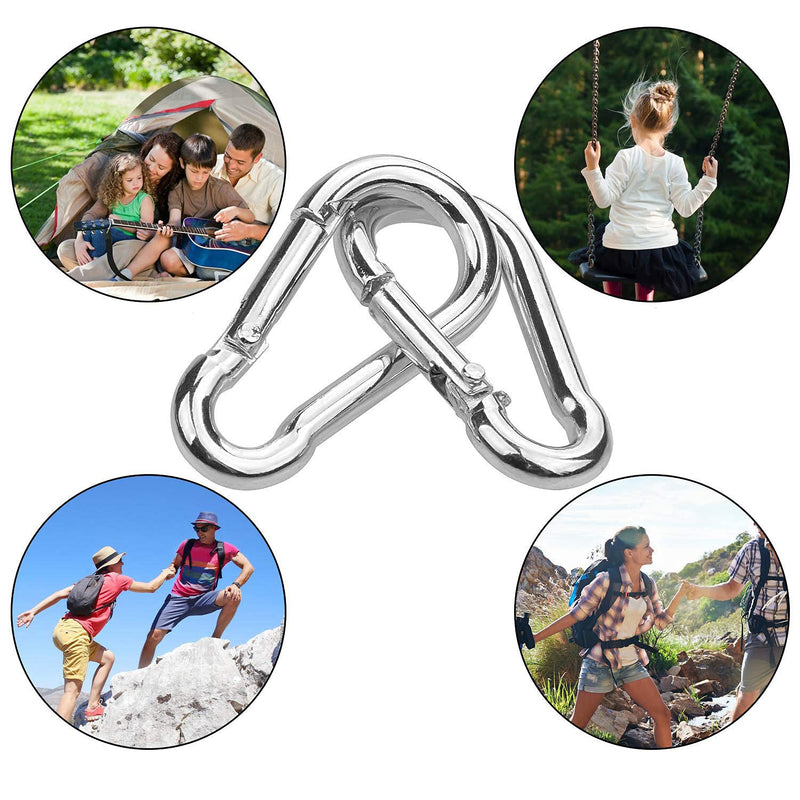 30 Pack Sliver Spring Hook, Zinc-Galvanized Steel Carabiner Small M4x40MM Carabiners for Backpacks or Key Chains, Silver Quick Link Snap Spring Clip Hook for Ropes, Pet, Indoor and Outdoor Equipment