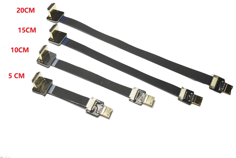Short Flat Slim Thin HDMI Mini FPV HDMI Cable Mini HDMI Male to Standard HDMI Full HDMI Male 90 Degree Angle for Canon 5D3 5D2 Panasonic lumix GH3 GH2 Sony nex 5N 5T 5R 7N DJI Drone Gimbal (5CM) 1.97inches-Mini-Standard 5CM