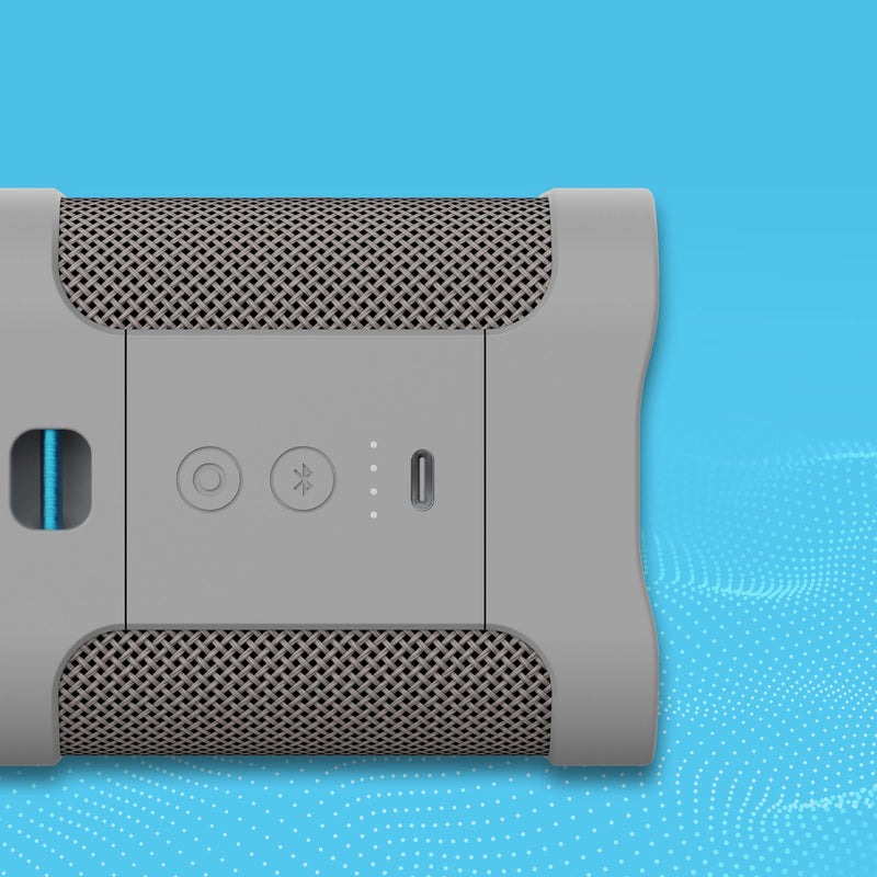 Skullcandy Terrain Mini Wireless Bluetooth Speaker - IPX7 Waterproof Portable Speaker with Dual Custom Passive Radiators, 14 Hour Battery, Nylon Wrist Wrap, & True Wireless Stereo (Light Grey) Light Grey