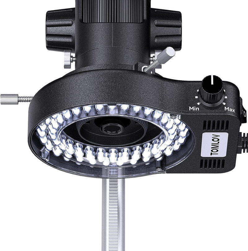 Microscope LED Ring Light Illuminator,TOMLOV LT01 Adjustable Microscope Light Source 56 LED for Lab Stereo Microscope Monocular Binocular Trinocular Digital Microscope