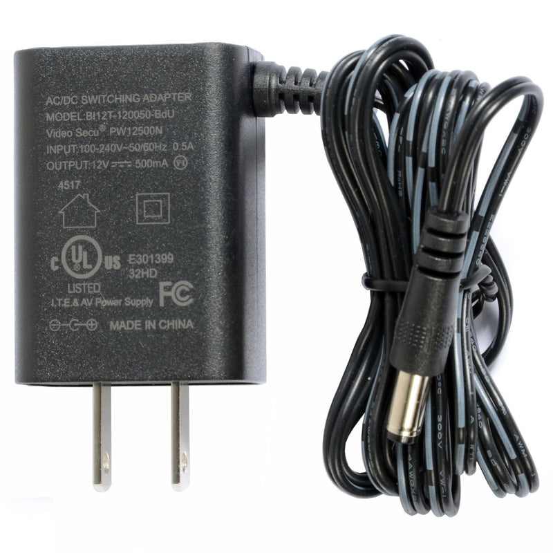VideoSecu Power Supply 12V DC 500MA Regulated CCTV Security Camera AC to DC Power Adapter WVM