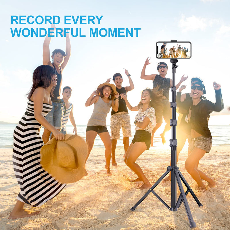 Phone Tripod, 63” iPhone Stand with Remote for Cell Phone, Tripod for iPhone 14 13 12 Pro Max/11/XR/X/8, Galaxy Note 8/S10 More