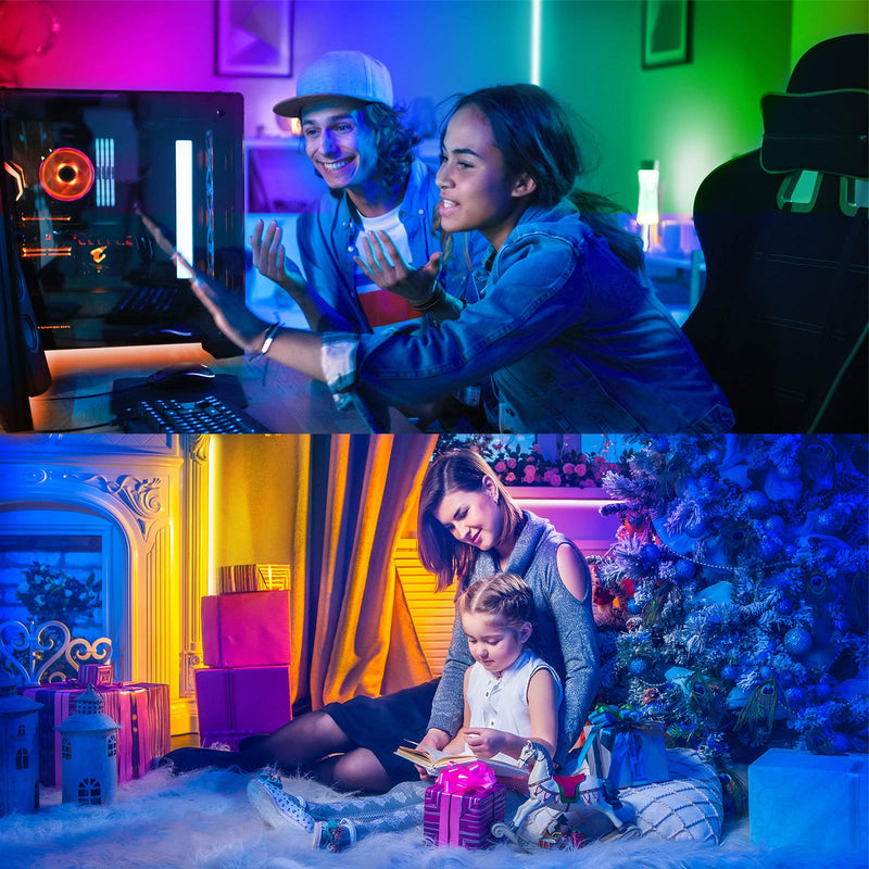[AUSTRALIA] - 65.6ft hyrion Smart Led Strip Lights, 2 Rolls of 32.8ft RGB Color Changing Light Strips with Bluetooth Controller and 24 Keys Remote Sync to Music for Bedroom, Party 65.6ft 