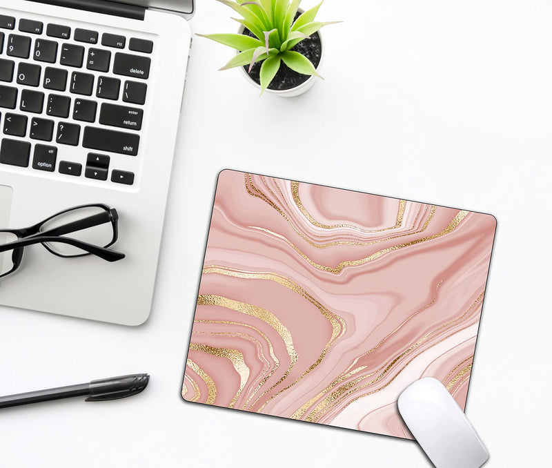Gold Marble Mouse Pad, Stripes Pattern Mousepad for Design, Anti-Slip Rubber Base Wireless Mouse Pads for Laptop