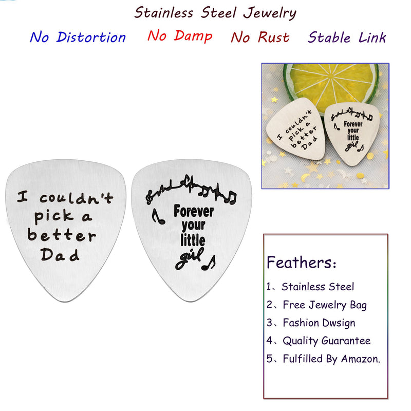 AGR8T 2PCS Guitar Pick Papa from Daughter Stainless Steel - I Couldn't Pick a Better Dad