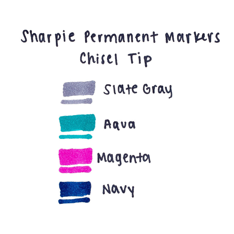 Sharpie Permanent Markers, Broad, Chisel Tip, 4-Pack, Assorted 2015 Colors (1927324)