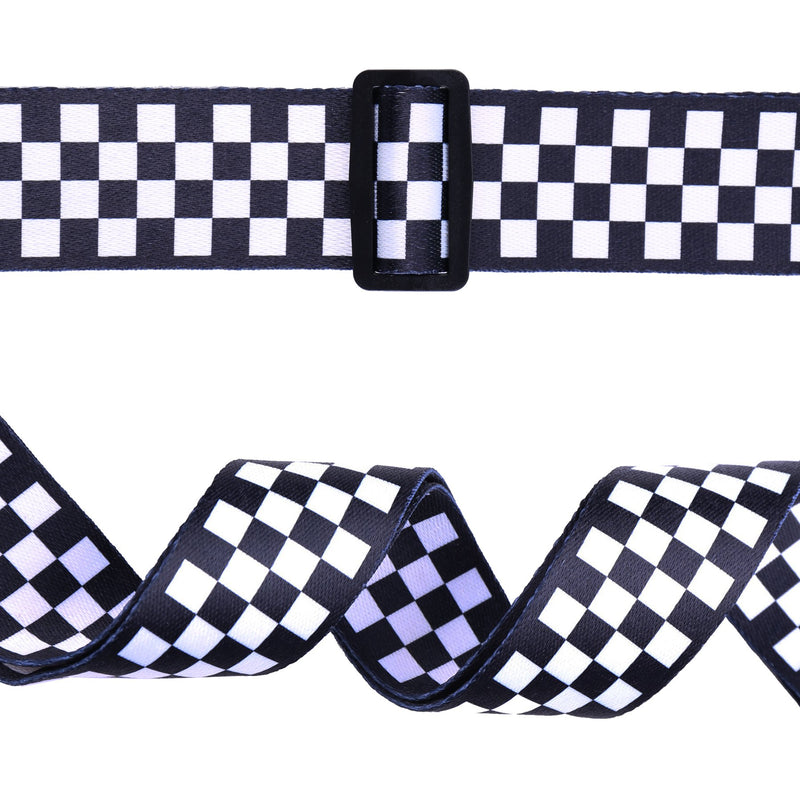 Guitar Strap, Libershine Black and White Guitar Checkered Strap Belt Includes Strap Button & 2 Strap Locks Shoulder Strap For Bass, Electric & Acoustic Guitar