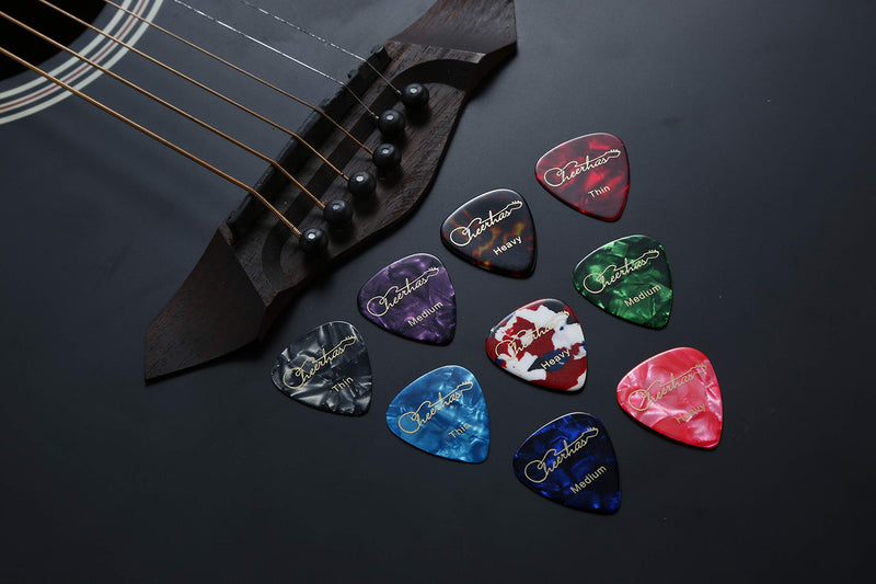 Cheerhas 60Pcs Abstract Guitar Picks Stylish Guitar Picks Plectrums for For Your Electric, Acoustic, or Bass Guitar, Thin Medium Heavy, Includes 0.46mm, 0.71mm, 0.96mm, 1.2mm Mixed Thickness Varied