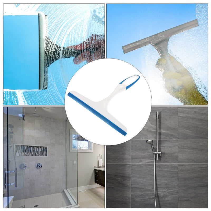 MECCANIXITY Shower Squeegee Glass Wiper with 4 Hooks for Glass, Shower Door, Marble Wall, Bathroom, Blue