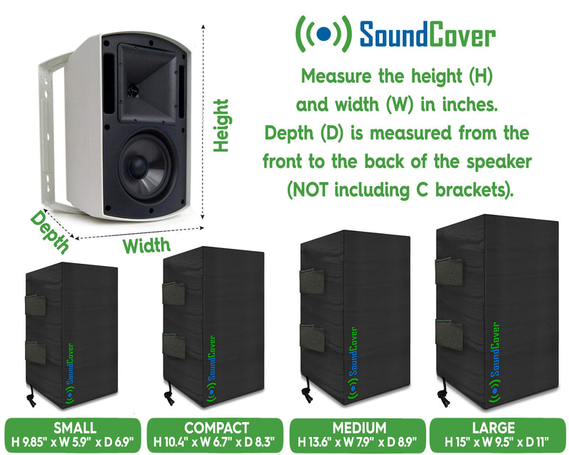 [AUSTRALIA] - Two Large Outdoor Speaker Covers Bags Fits Definitive Technology AW 6500, Klipsch AW-650, Polk Audio 8, Pyle PDWR64BTB/W Outdoor Speakers - MAX Size: H 15" X W 9.45" X D 11" - NOT for Powered Speakers 
