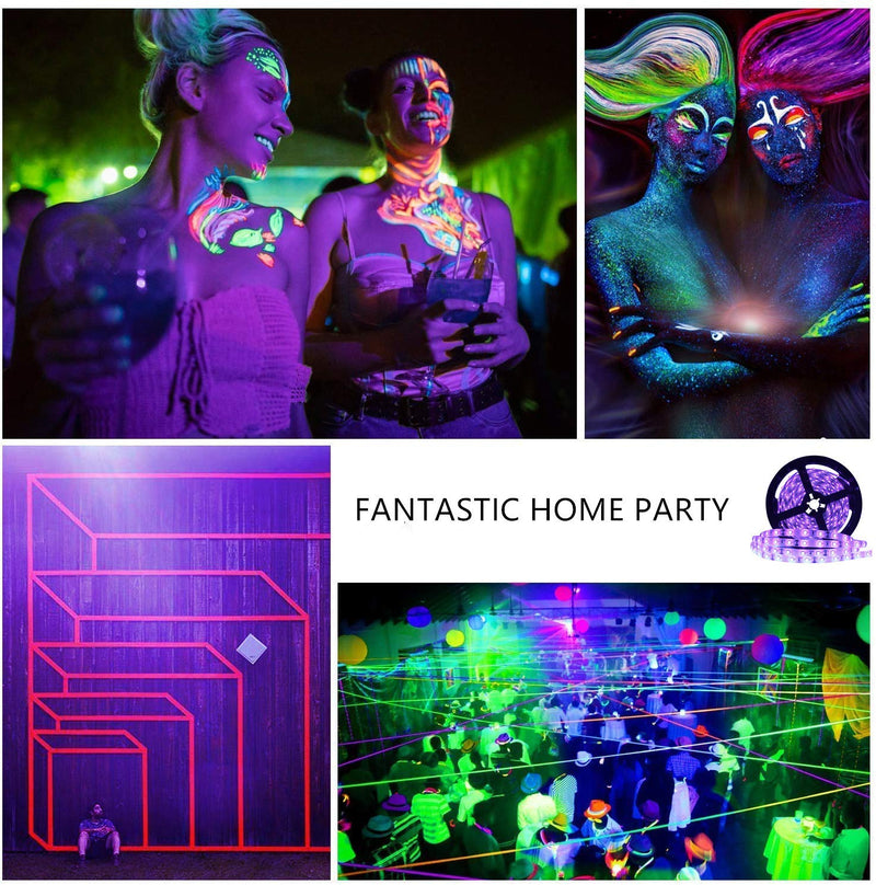 [AUSTRALIA] - 【2 Packs】 UV LED Strip Light,32.4ft Black Party Light,Flexible LED UV Black Light Fixtures with 6 Colors Ribbon for Indoor Glow Party,Body Paint,Stage Lighting,Christmas 