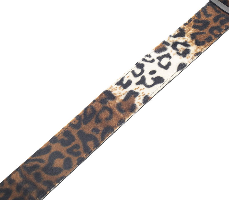 Levy's Leathers 2" Faux-Fur Leopard Print Guitar Strap with Genuine Leather Ends; (MSSF8-LYX) MSSF8-LYX