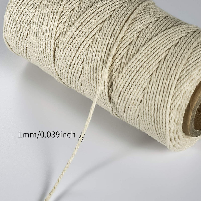 TJ.MOREE Butchers Twine, 3Ply 100m/328 1mmThick Feet Food Safe Cotton Cooking Meat Rope String Bakers Twine Fit to Parcel Sausage and Decorate Crafts (White) 1